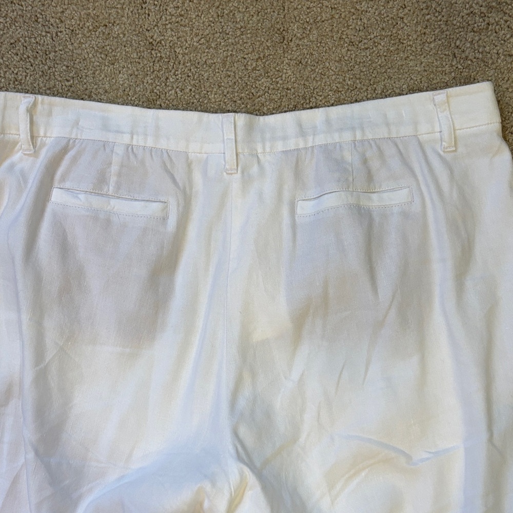 J. Jill Women's Bright White Linen Stretch Pants - Picture 5 of 6